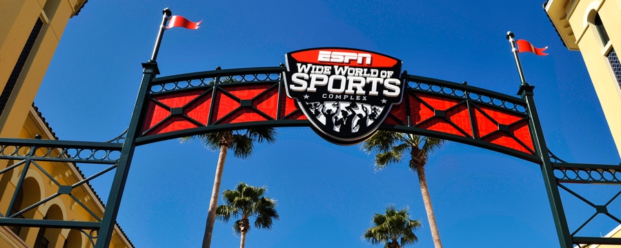 View of an entrance sign that reads 'ESPN Wide World of Sports Complex'
