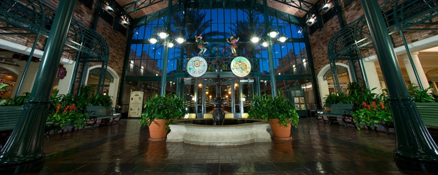 The lobby of The Mint, the main building at Disney's Port Orleans Resort – French Quarter