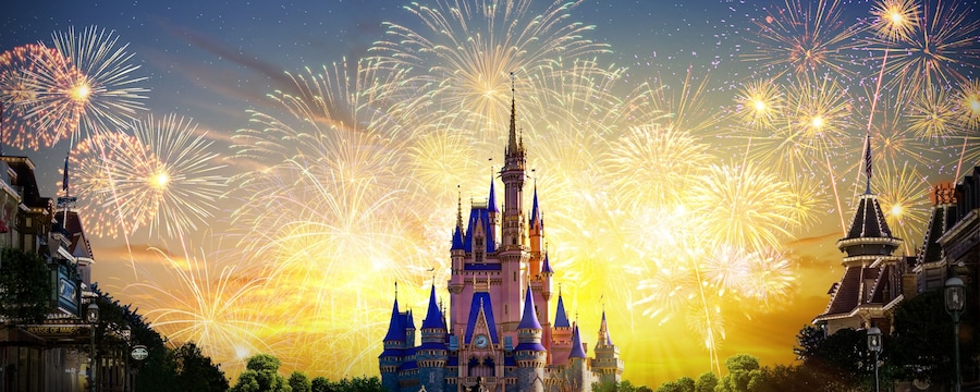 Fireworks at Disney's Cinderella Castle