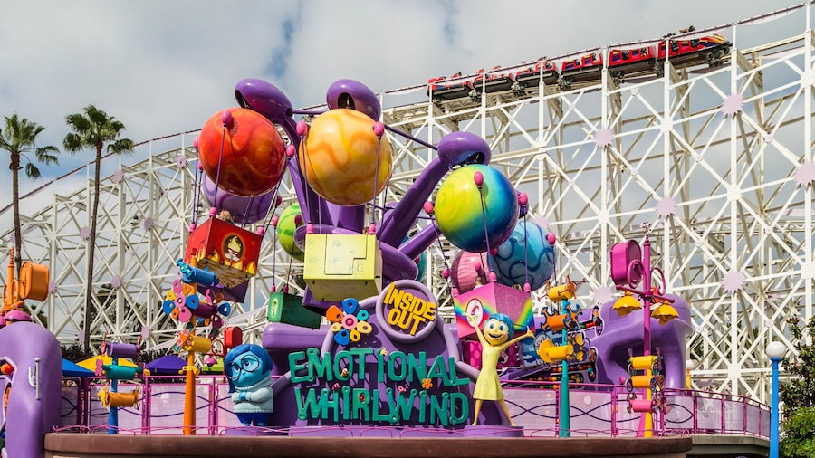 Emotional Whirlwind, a Pixar Pier attraction with themes from the Disney film, Inside Out.