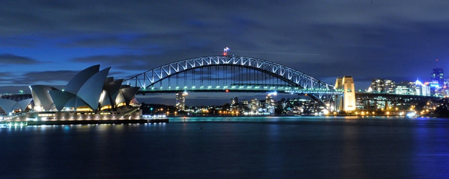 Sydney Harbour Bridge, aglow at night