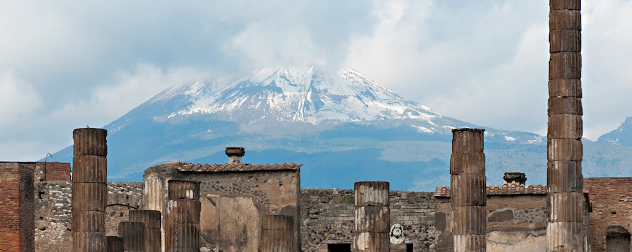 Mount Vesuvius and the remains of Pompeii