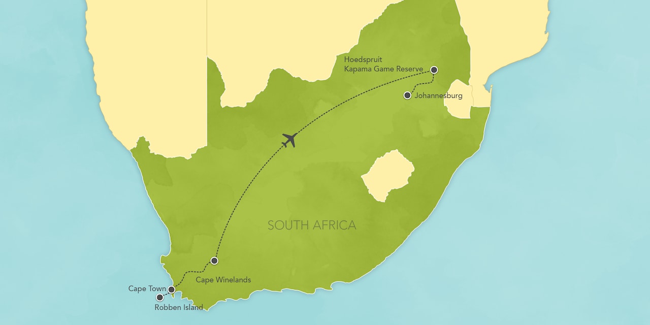 Interactive map of South Africa, showing a summary of each day's activities.