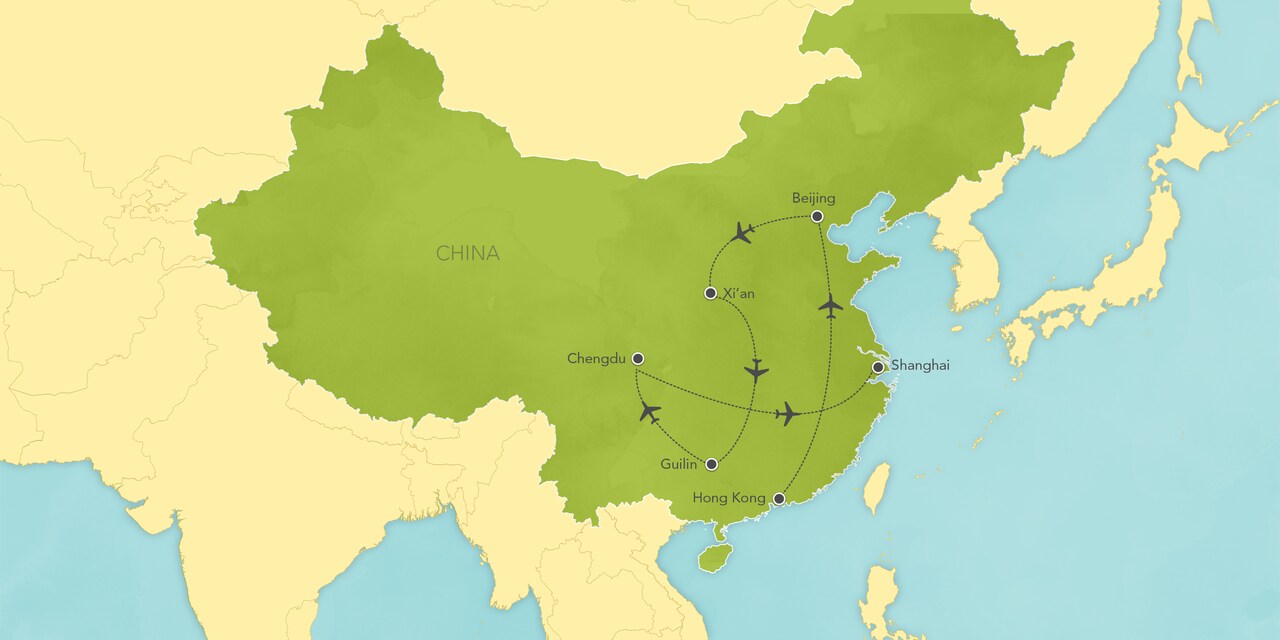 Interactive map of China, showing a summary of each day's activities.
