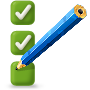 Icono de verificación de marcador con lápiz