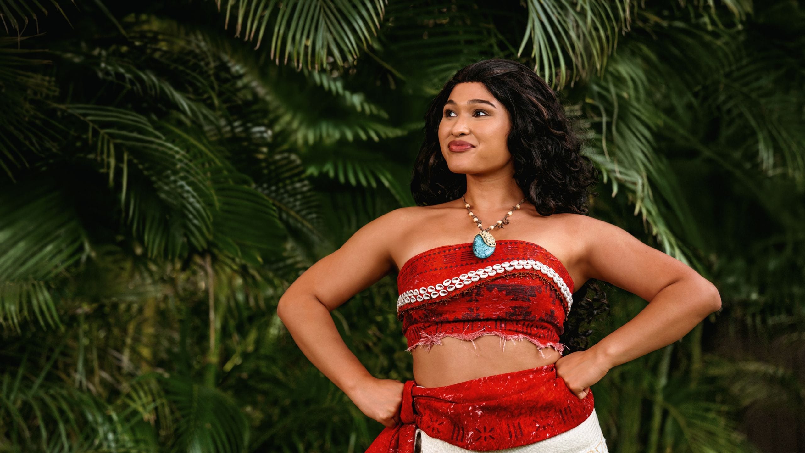 Moana from the Walt Disney Pictures film of the same name, posing at Aulani, a Disney Resort & Spa