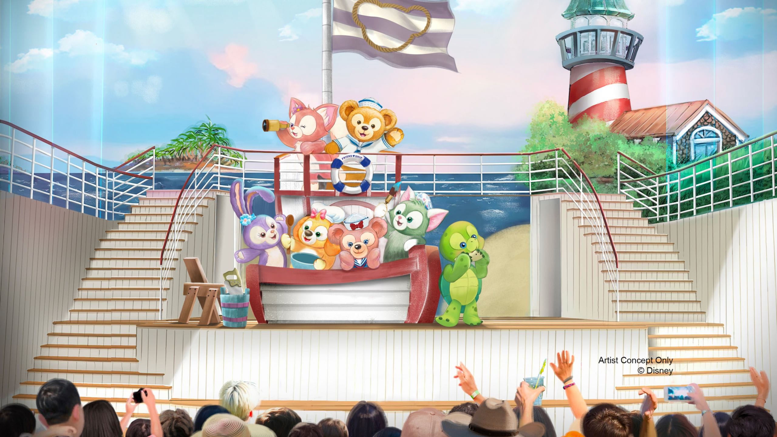 An artist rendering of the Duffy and Friends’ Wonderful Friendship stage show