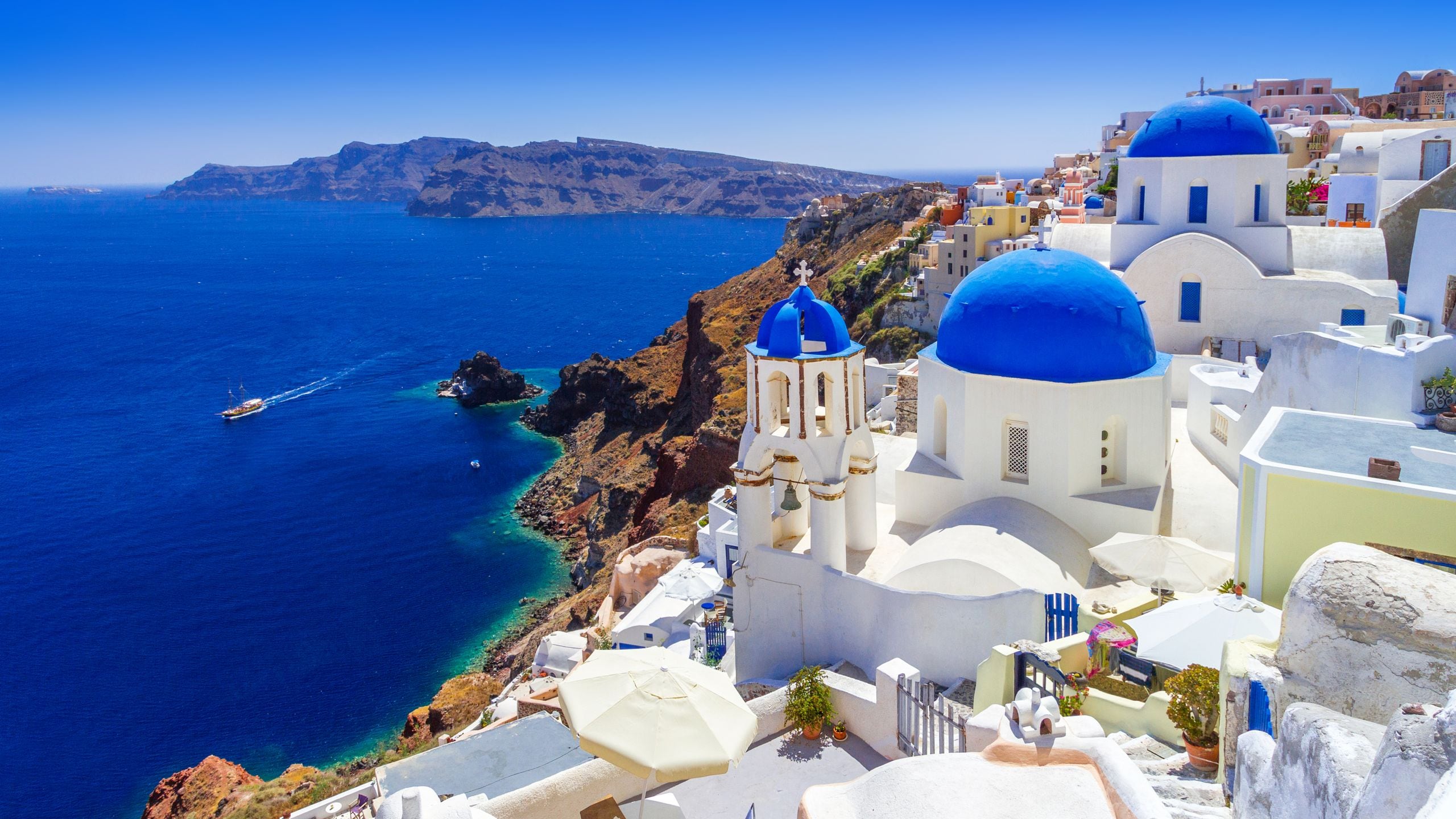 Vila de Oia na ilha de Santorini, Grécia