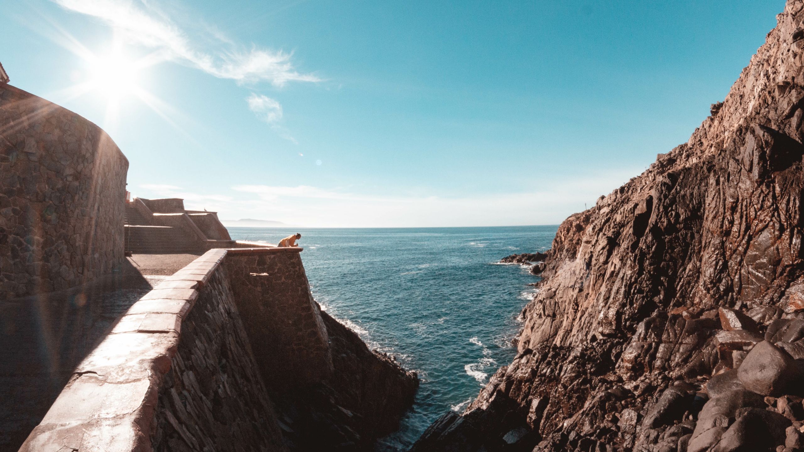 A cliffside path by the ocean in Ensenada, Mexico