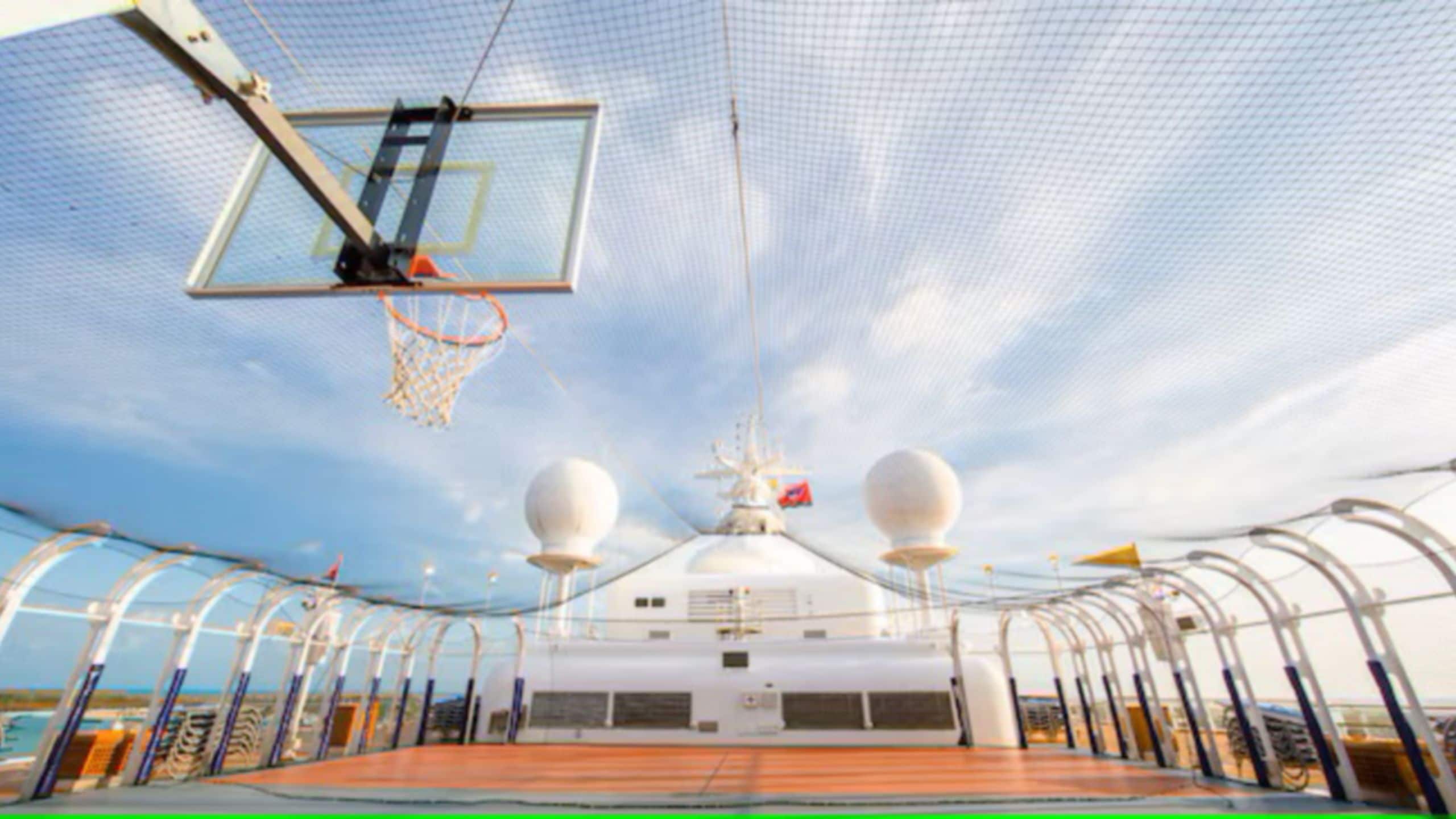 A basketball court on the Wide World of Sports Deck