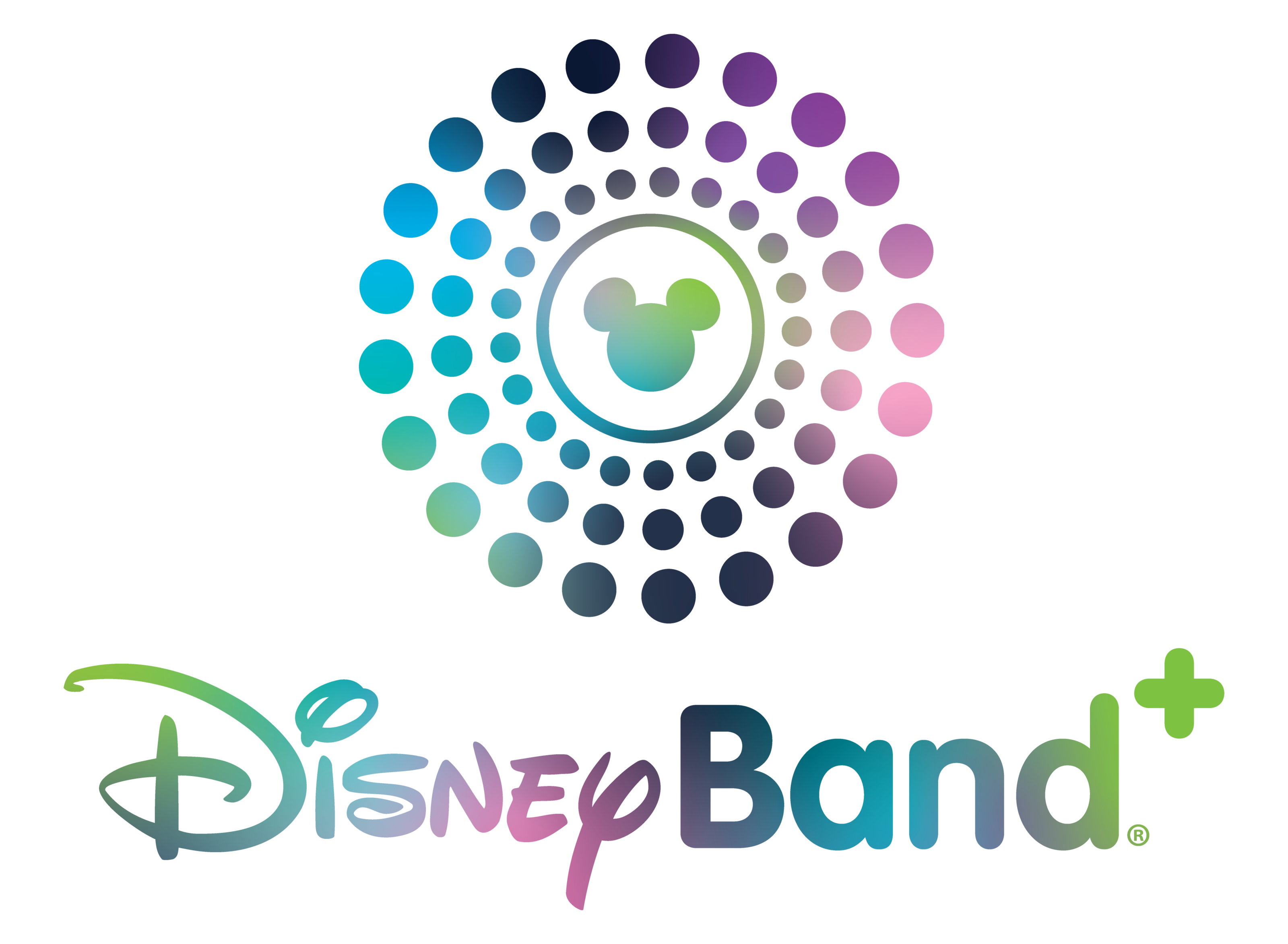 DisneyBand Plus icon with multi colored circles of dots surround an image of Mickey’s head and text that reads DisneyBand Plus