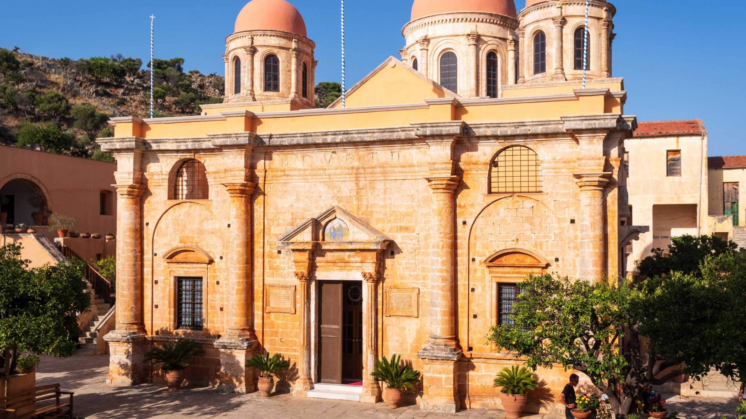 Façade of Agia Triada Monastery in Greece