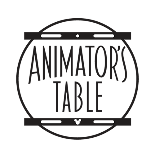 A logo of Animator’s Table, featuring illustrations of Disney characters