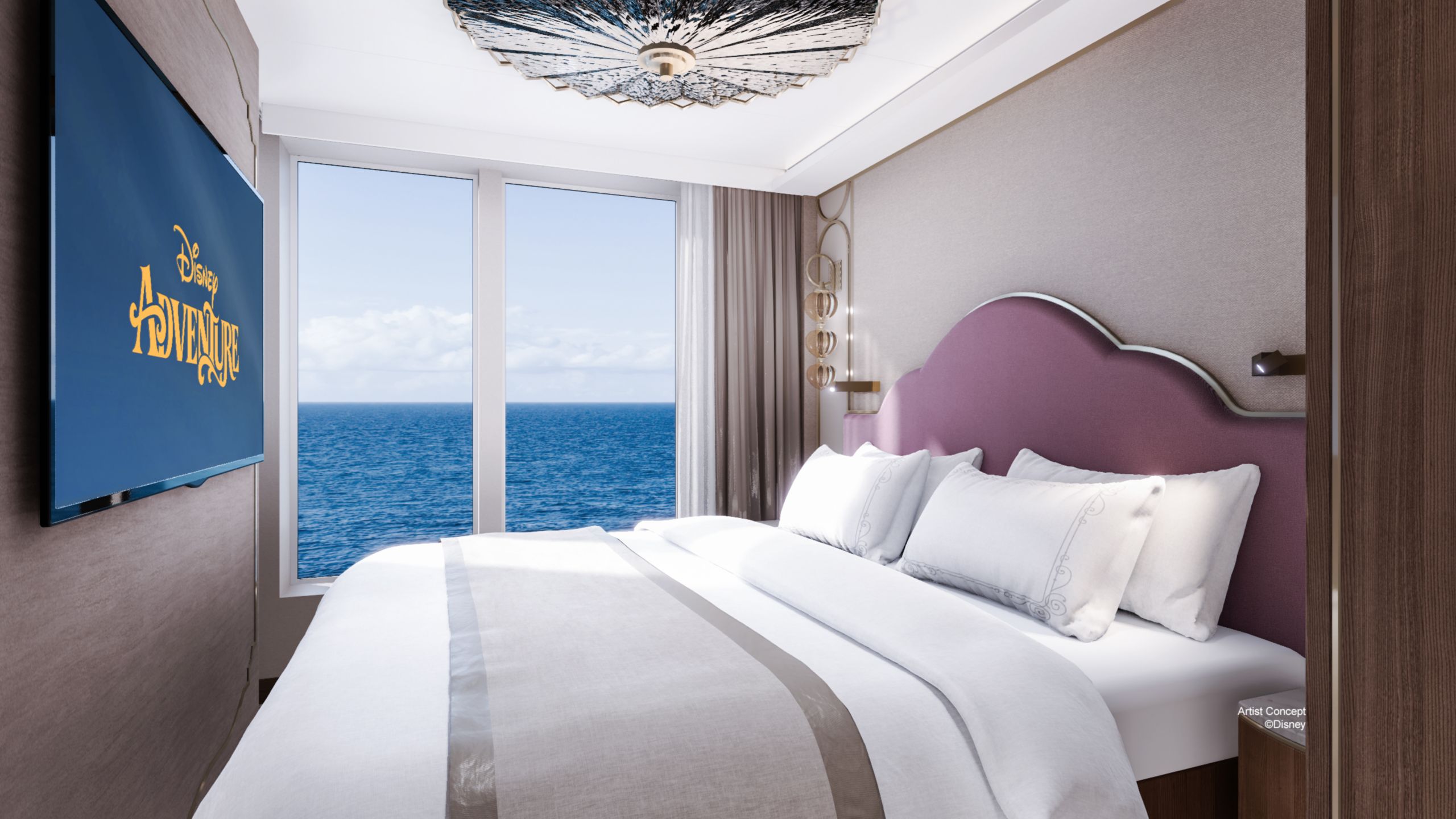 A Concierge Family Oceanview Suite with a bed, a TV and a window